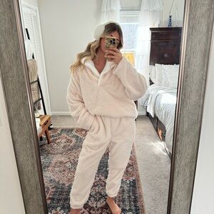 REVOLVE Cream Cozy Jumpsuit